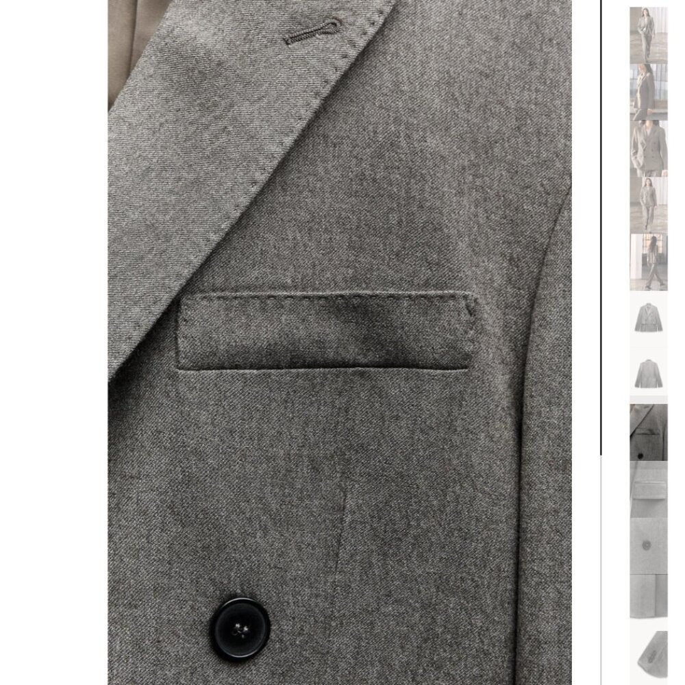 NWT ZARA SUIT DOUBLE BREASTED WOOL BLAZER +STRAIGHT CUT PANTS ZW COLLECTION - Picture 8 of 12